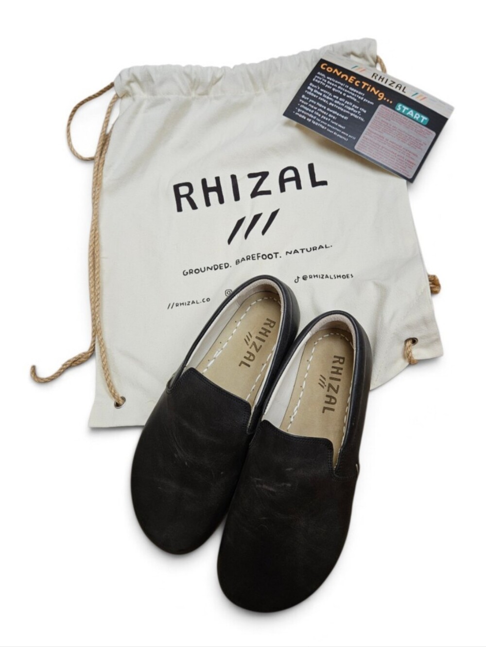 Rhizal Brio Barefoot Shoes Womens Dark Gray Leather Grounding Slip On Loafers